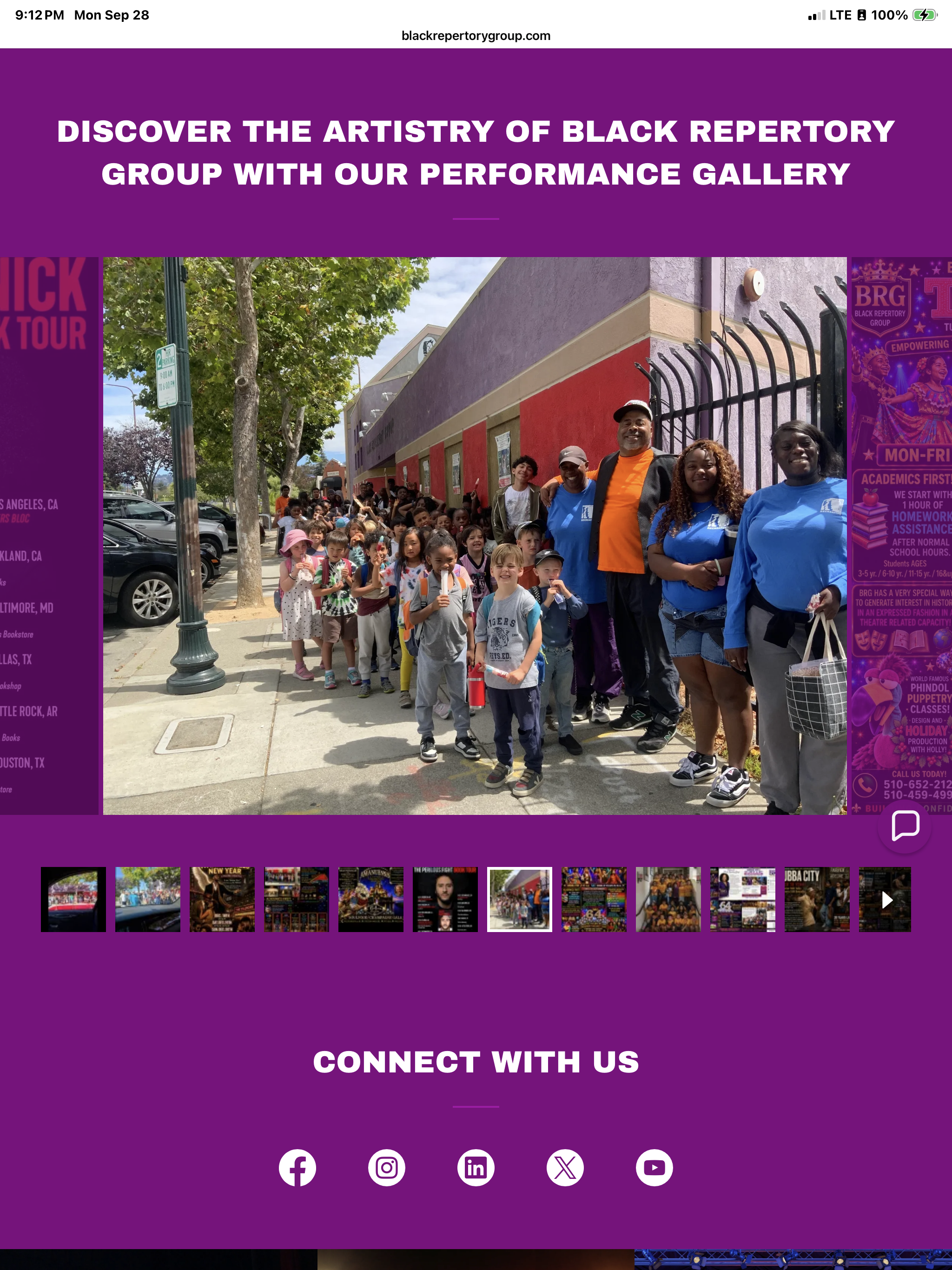 Community gathering outside Black Repertory Theatre