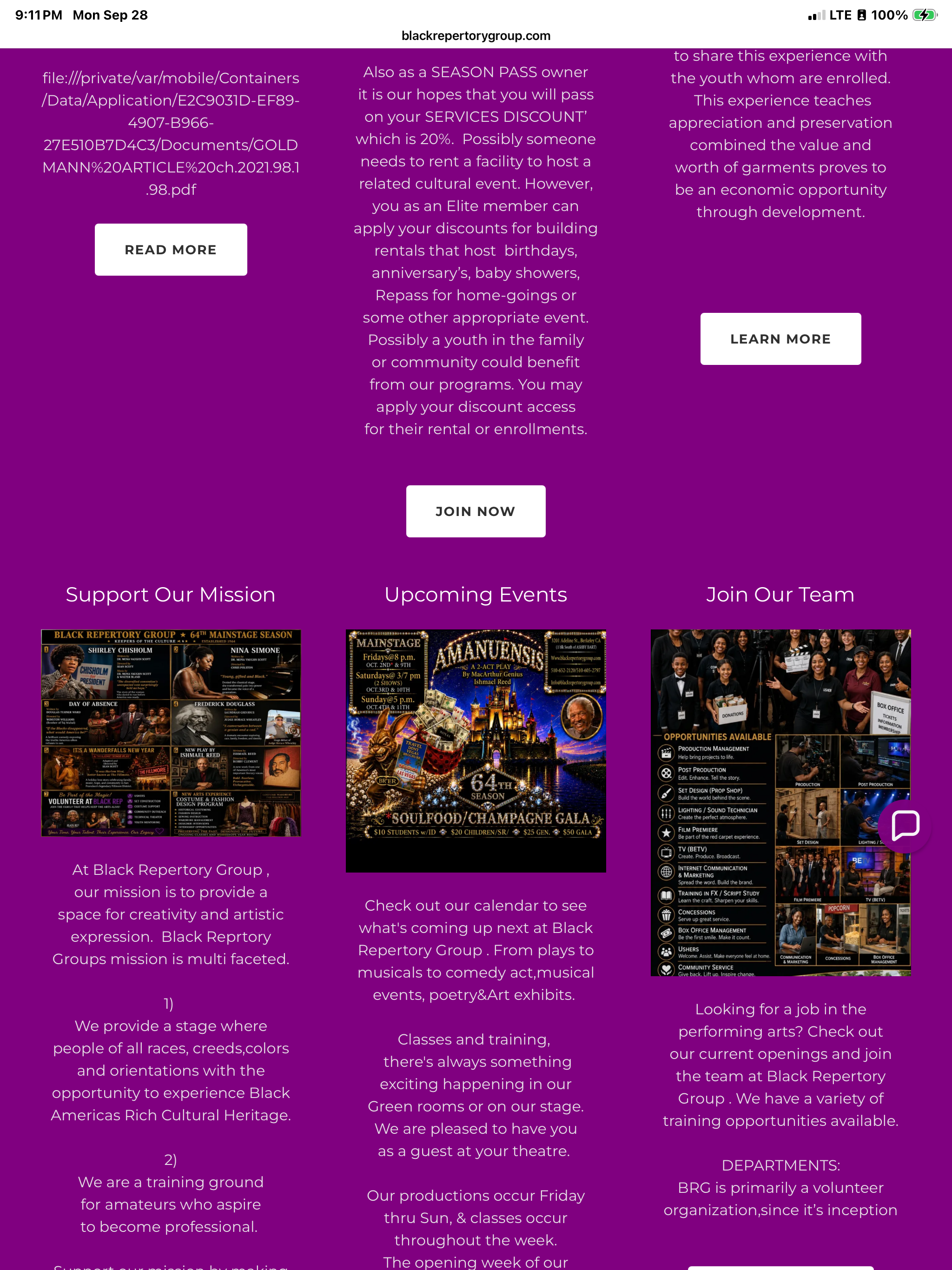 Black Repertory Group — purple background event