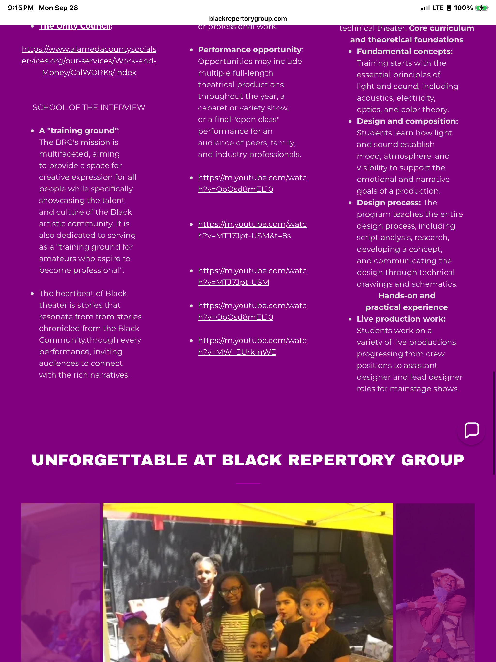 BRG theatre training program